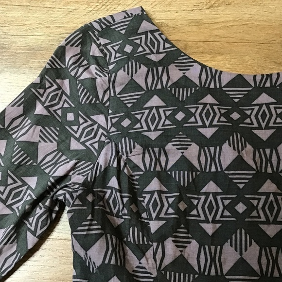 Nwt Lush Dress Size M Long Sleeve A Line Geometric Tribal Print Gray Purple - Picture 9 of 15